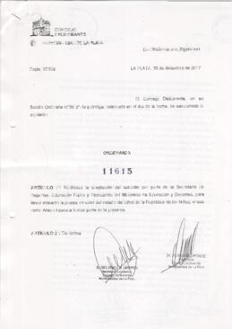 Ordenanza nº 11615 de 2017