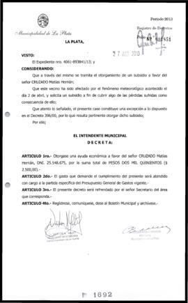Decreto n° 1692 de 2013, Bruera, Oscar Pablo