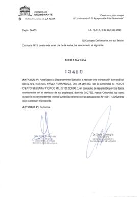 Ordenanza nº 12419 de 2023