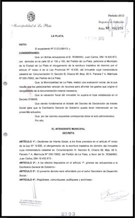 Decreto n° 2293 de 2013, Bruera, Oscar Pablo