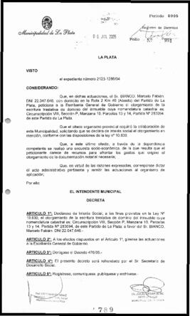 Decreto n° 789 de 2005, Alak, Julio Cesar