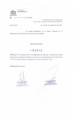 Ordenanza nº 12303 de 2022