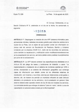 Ordenanza n° 12653 de 2025