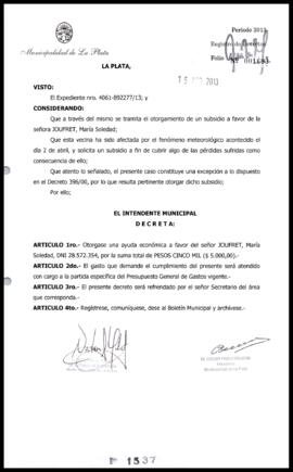 Decreto n° 1537 de 2013, Bruera, Oscar Pablo