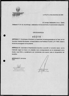 Ordenanza n° 10219 de 2006