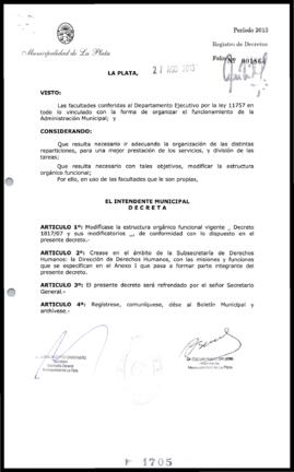 Decreto n° 1705 de 2013, Bruera, Oscar Pablo