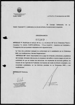 Ordenanza n° 10247 de 2006