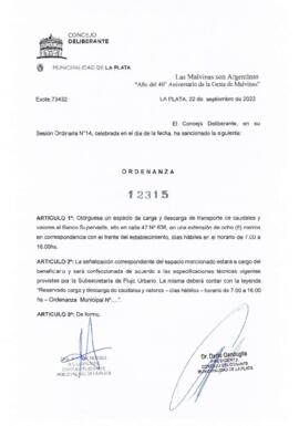 Ordenanza nº 12315 de 2022
