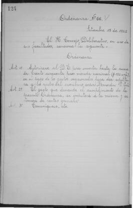 Ordenanza n° 66 de 1922