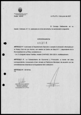 Ordenanza n° 10284 de 2007