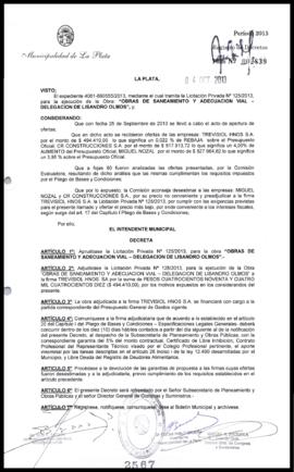 Decreto n° 2567 de 2013, Bruera, Oscar Pablo