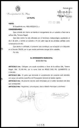 Decreto n° 1656 de 2013, Bruera, Oscar Pablo