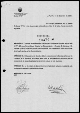 Ordenanza n° 10470 de 2008