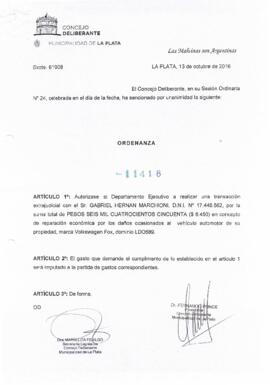 Ordenanza nº 11418 de 2016