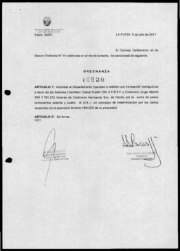 Ordenanza n° 10820 de 2011