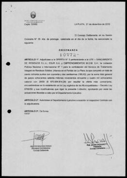 Ordenanza n° 10772 de 2010