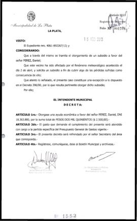 Decreto n° 1552 de 2013, Bruera, Oscar Pablo
