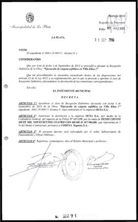 Decreto n° 2271 de 2013, Bruera, Oscar Pablo