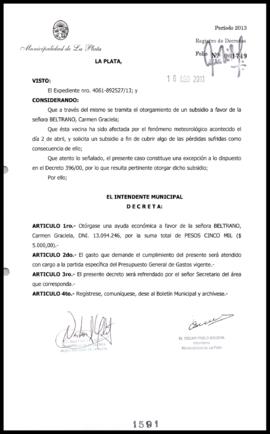 Decreto n° 1591 de 2013, Bruera, Oscar Pablo