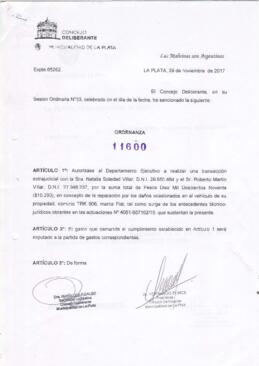Ordenanza nº 11600 de 2017