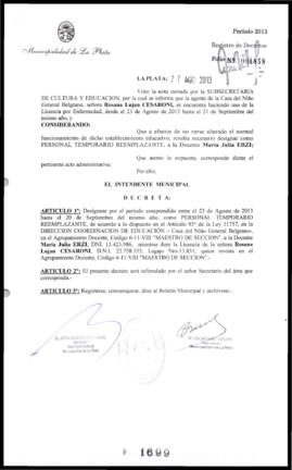 Decreto n° 1699 de 2013, Bruera, Oscar Pablo