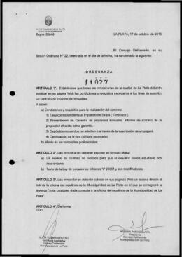 Ordenanza n° 11077 de 2013