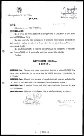 Decreto n° 1689 de 2013, Bruera, Oscar Pablo