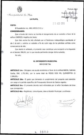 Decreto n° 1653 de 2013, Bruera, Oscar Pablo
