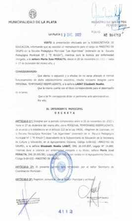 Decreto nº 4112 de 2022, GARRO, Julio cesar