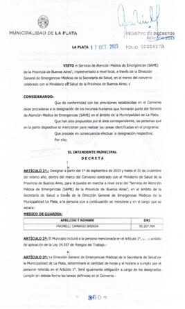 Decreto nº 3608 de 2023, GARRO, Julio cesar