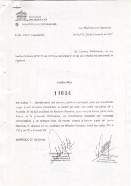 Ordenanza nº 11624 de 2017