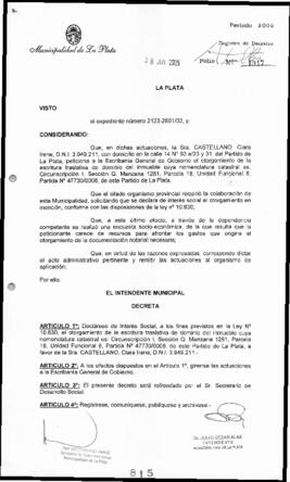 Decreto n° 815 de 2005, Alak, Julio Cesar