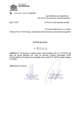 Ordenanza nº 12393 de 2022