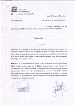 Ordenanza nº 11551 de 2017