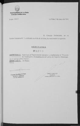Ordenanza n° 9269 de 2001