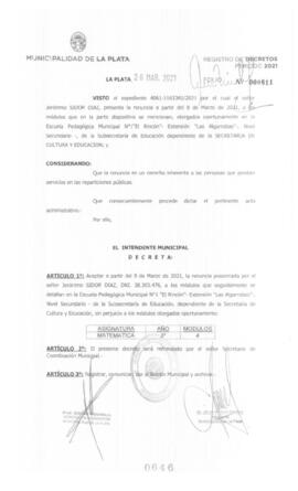 Decreto nº 646 de 2021, GARRO, Julio cesar