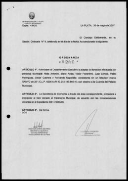 Ordenanza n° 10280 de 2007
