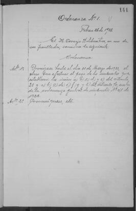 Ordenanza n° 0001 de 1923