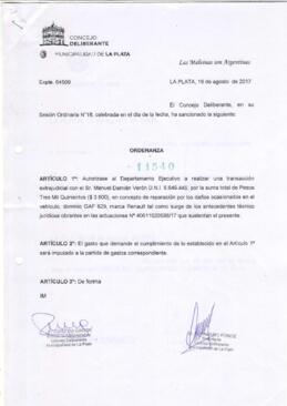 Ordenanza nº 11540 de 2017