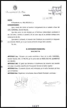 Decreto n° 1627 de 2013, Bruera, Oscar Pablo