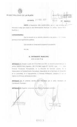 Decreto nº 653 de 2021, GARRO, Julio cesar