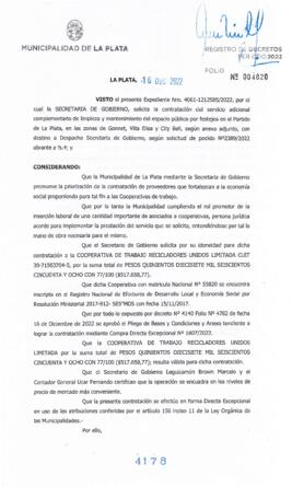 Decreto nº 4178 de 2022, GARRO, Julio cesar