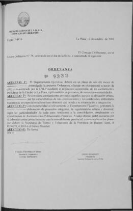 Ordenanza n° 9332 de 2001