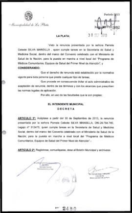 Decreto n° 2480 de 2013, Bruera, Oscar Pablo