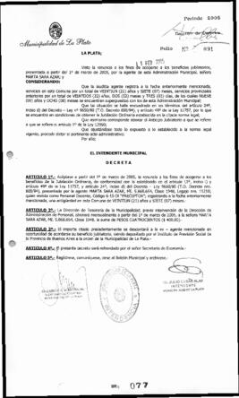 Decreto n° 77 de 2005, Alak, Julio Cesar