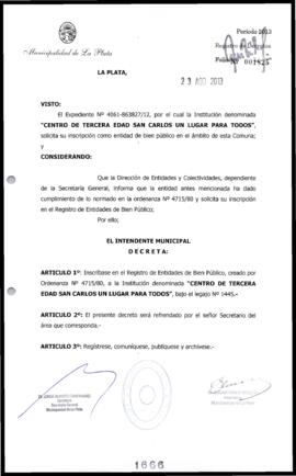 Decreto n° 1666 de 2013, Bruera, Oscar Pablo