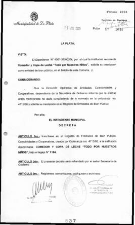 Decreto n° 837 de 2005, Alak, Julio Cesar