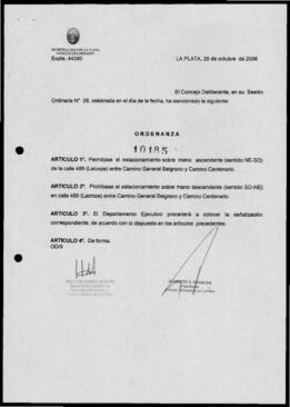 Ordenanza n° 10185 de 2006