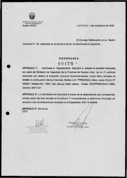 Ordenanza n° 10176 de 2006