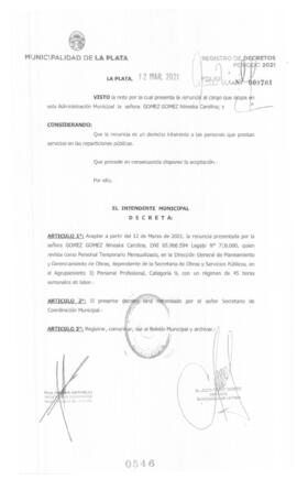 Decreto nº 546 de 2021, GARRO, Julio cesar